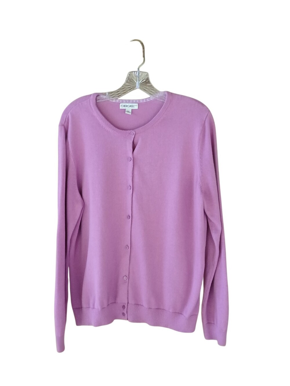 Cherokee Orchid Pink Crew Neck Cardigan Size XXL